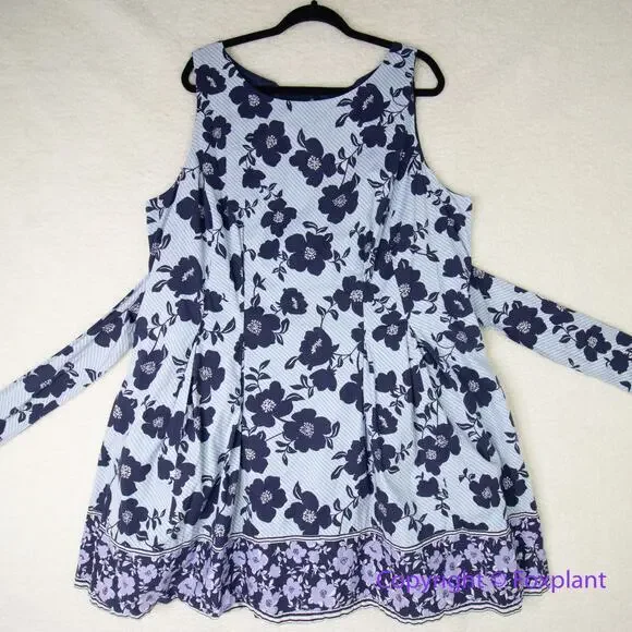 Vince Camuto women's blue floral print sleeveless dress plus size 20W - Picture 2 of 15